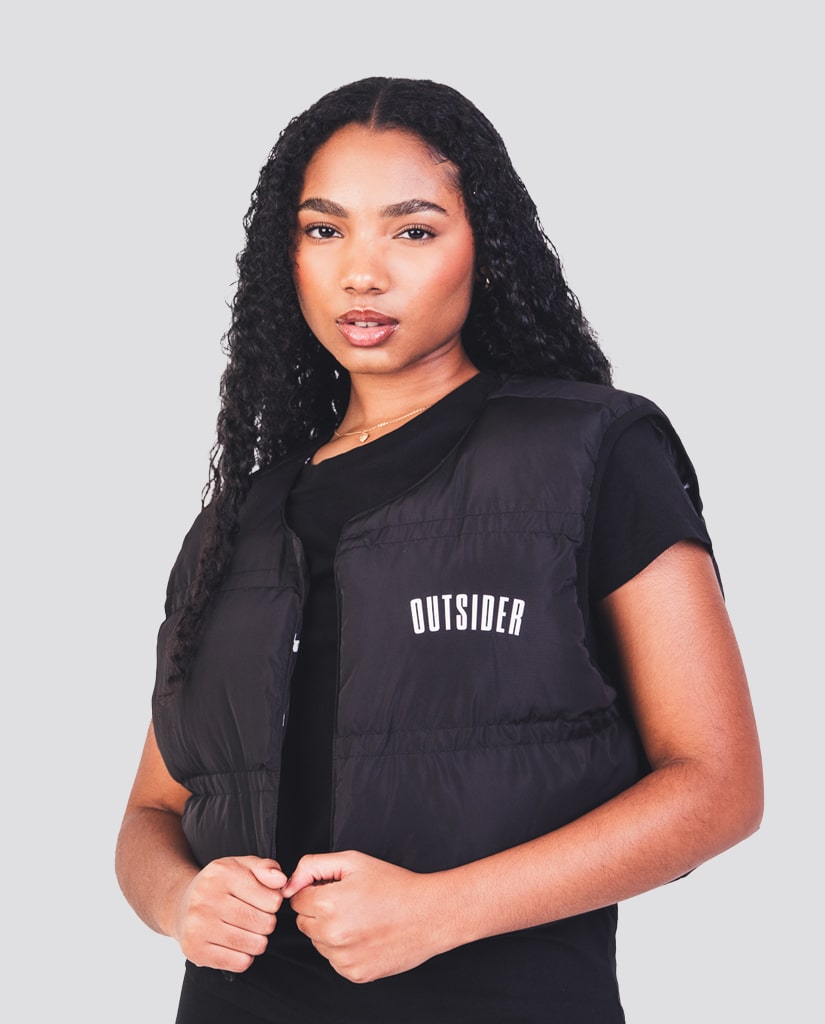 Outsider Women's Winter Crop Puffer Vest (Black)