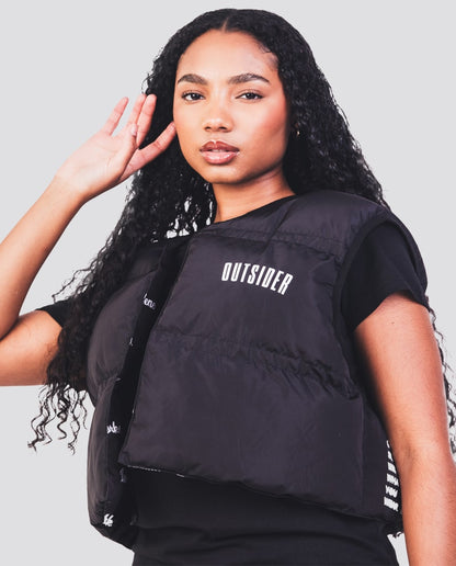 Outsider Women's Winter Crop Puffer Vest (Black)